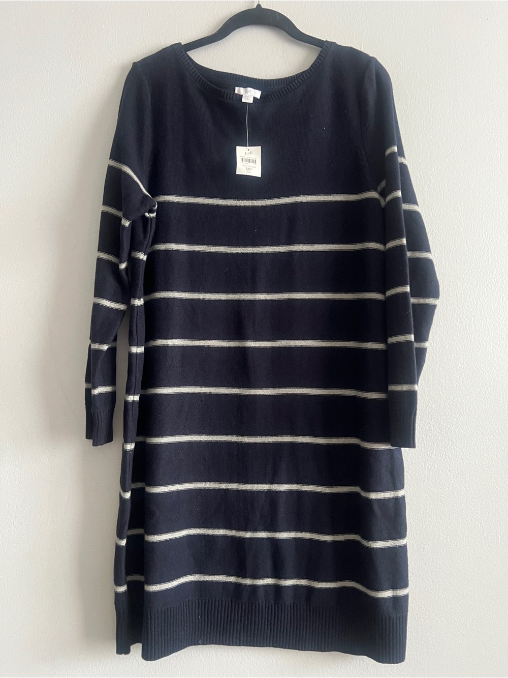 J Jill Women’s Navy Striped Sweater Dress - Classic Crewneck size MP